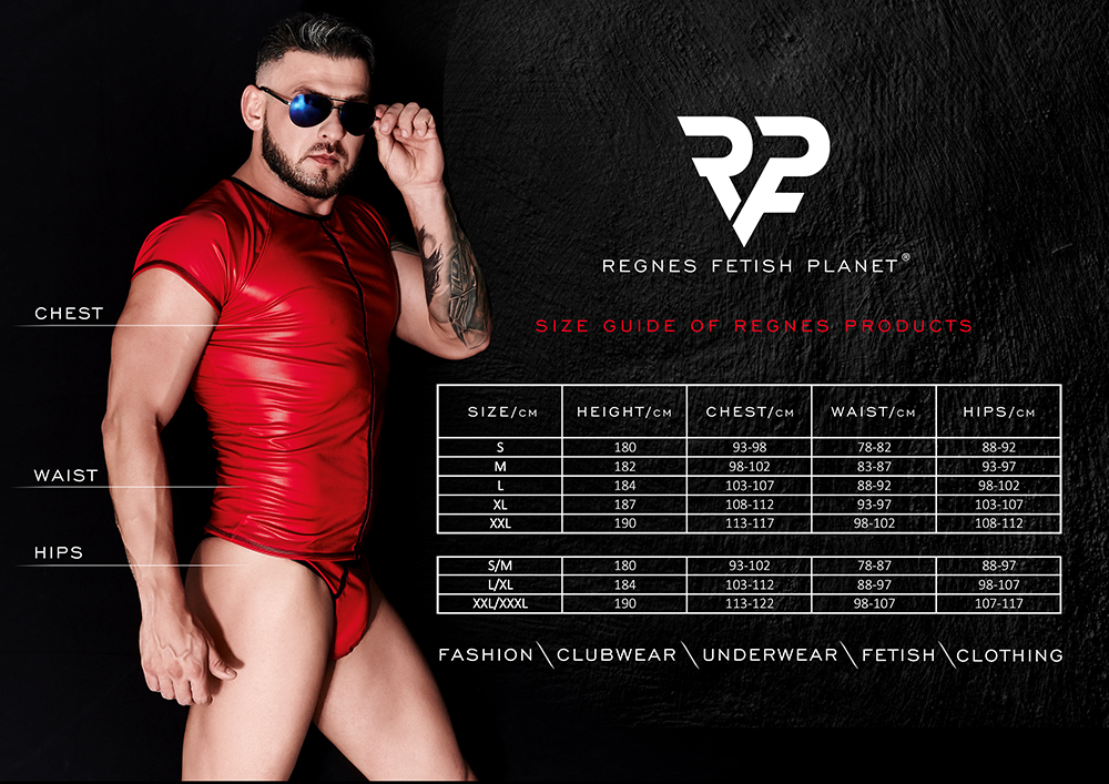 Harness T-Shirt in Schwarz/Rot von Regnes Fetish Planet , Gaywear Fashion