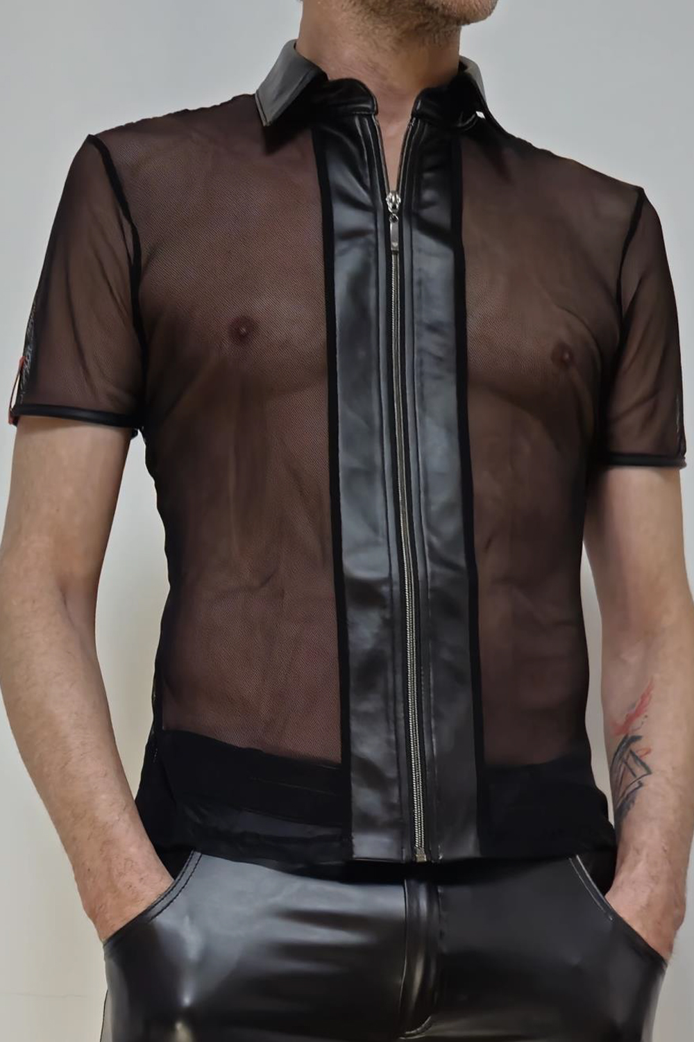  REGNES FETISH PLANET Herren Polo-Shirt RMUgo001  schwarz in schwarz , Gaywear  