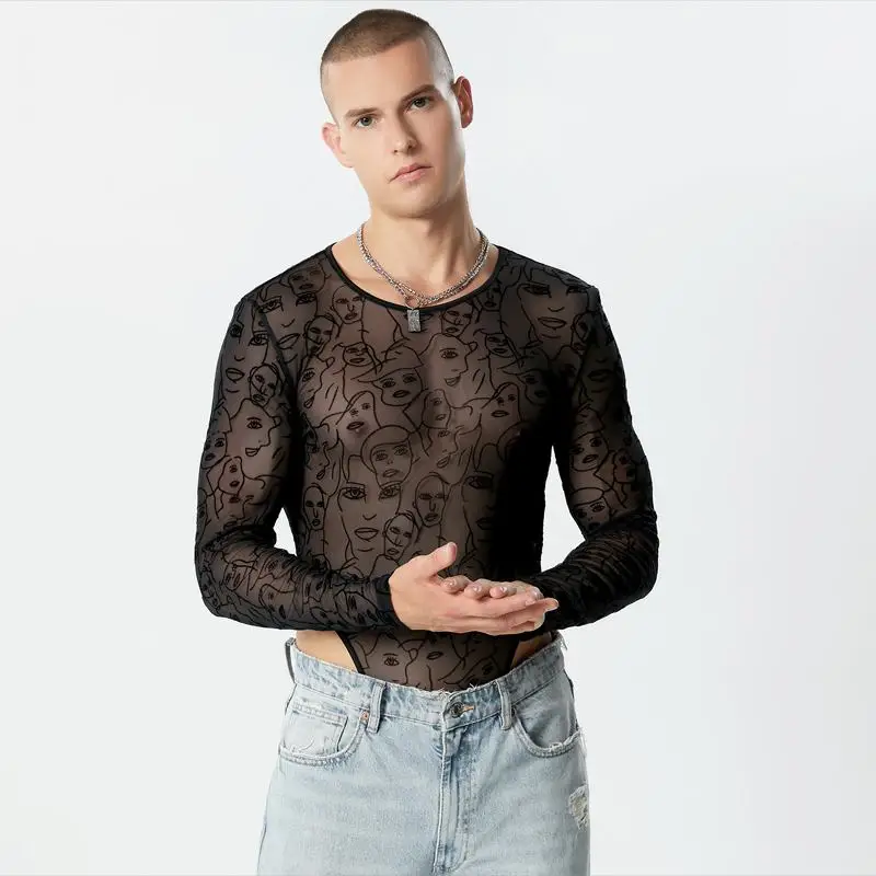 Mesh Body in Schwarz von INCERUN  Model " Body X", Gaywear