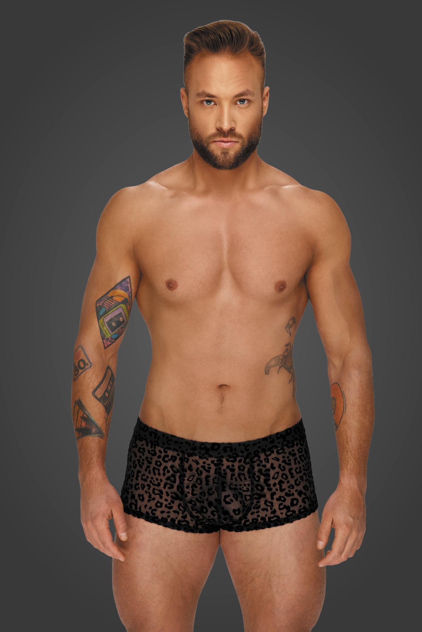 Leopard Flock Shorts  von Noir Handmade in Schwarz , Gaywear Shop  Underwear