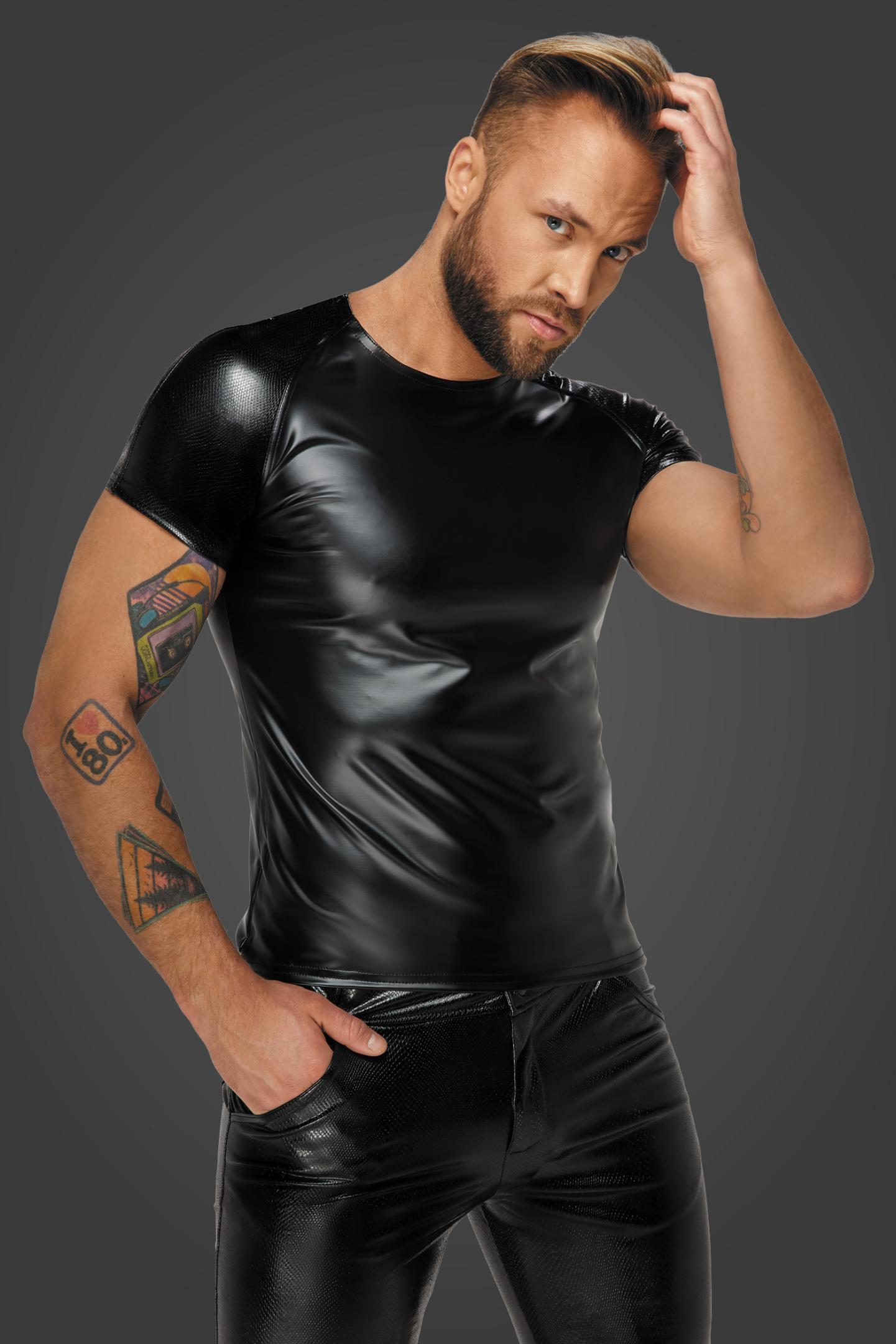 T-Shirt  von Noir Handmade in Schwarz  Model " CLASSIC with SNAKE", Gaywear Shop Style