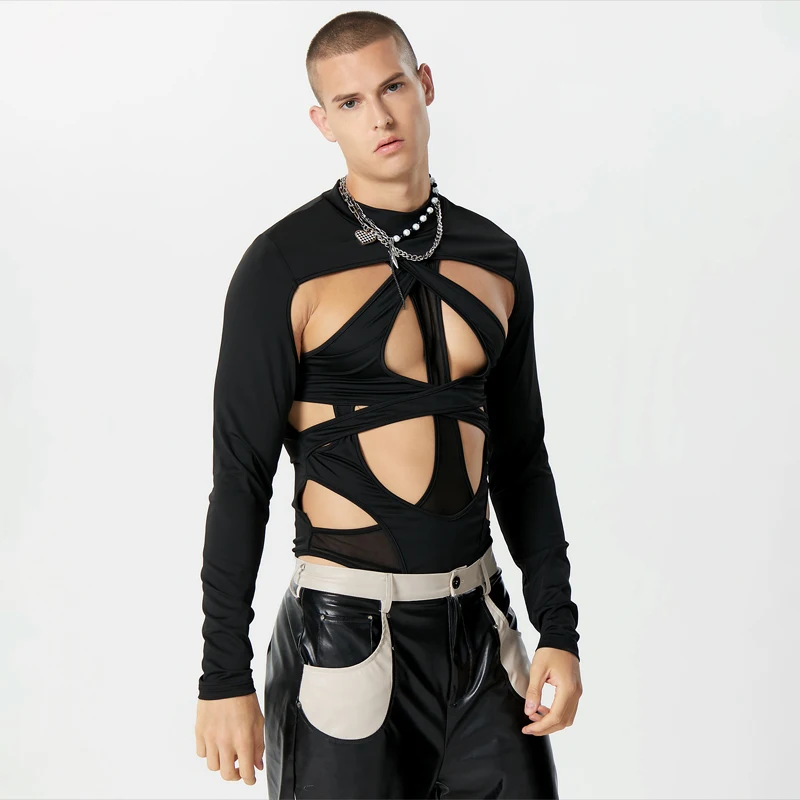 Langarm Body in Schwarz von INCERUN  Model " Body X Double", Gay Fashion Shop 