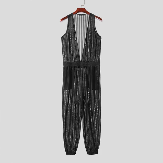 Mesh Overall in Schwarz von INCERUN  Model "MESH High ", Gay Fashion Sop