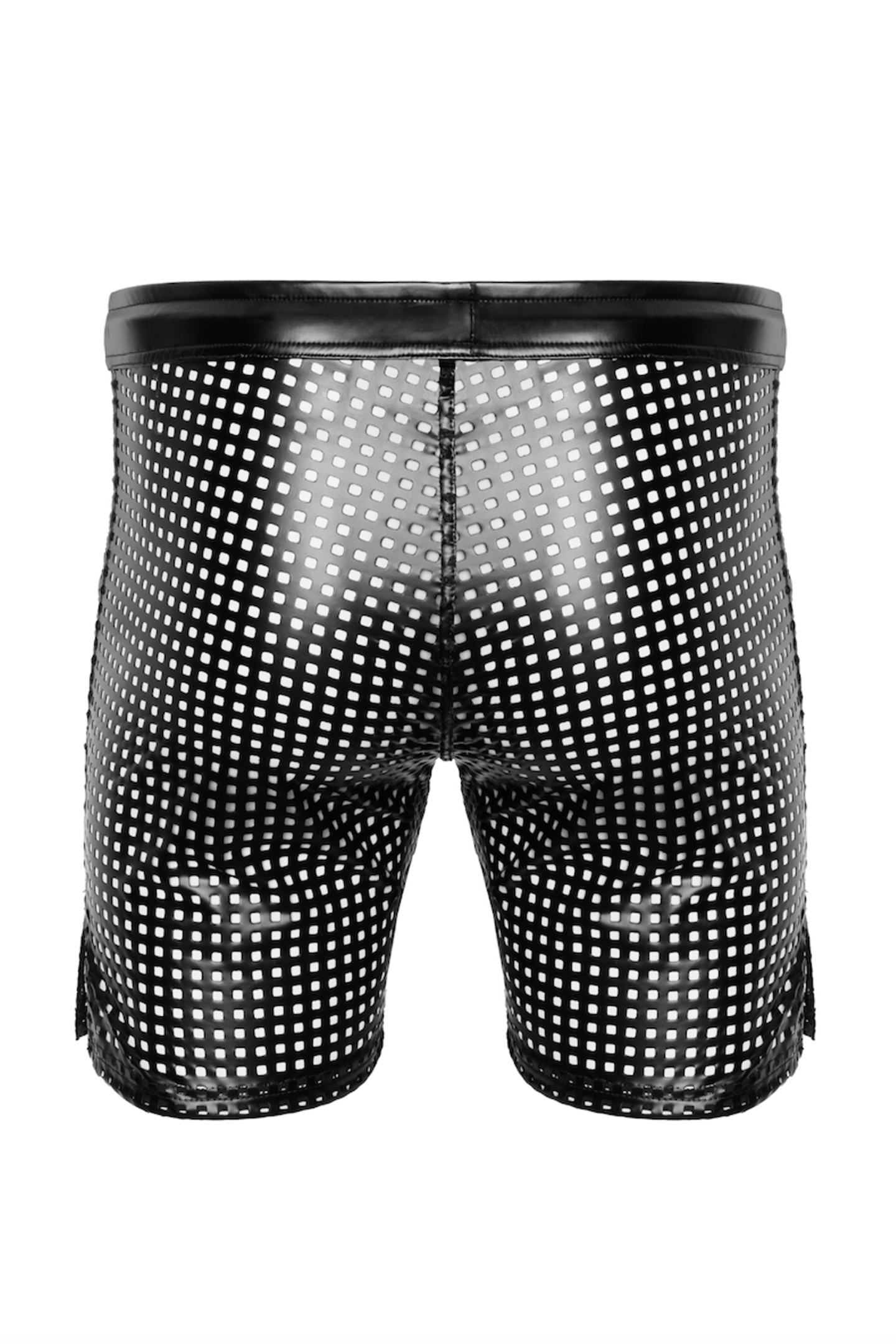 LAB Kinky Rave Laser Cut kurze Hose in Schwarz von Noir Handmade, Gaywear  