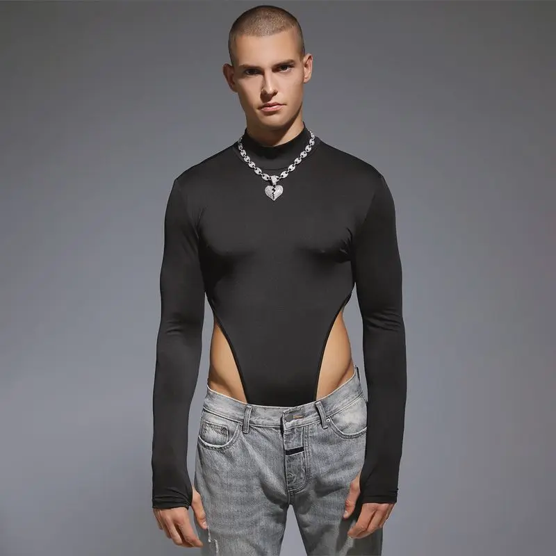 Langarm Body in Schwarz von INCERUN  Model " Body X Long", Gay Fashion