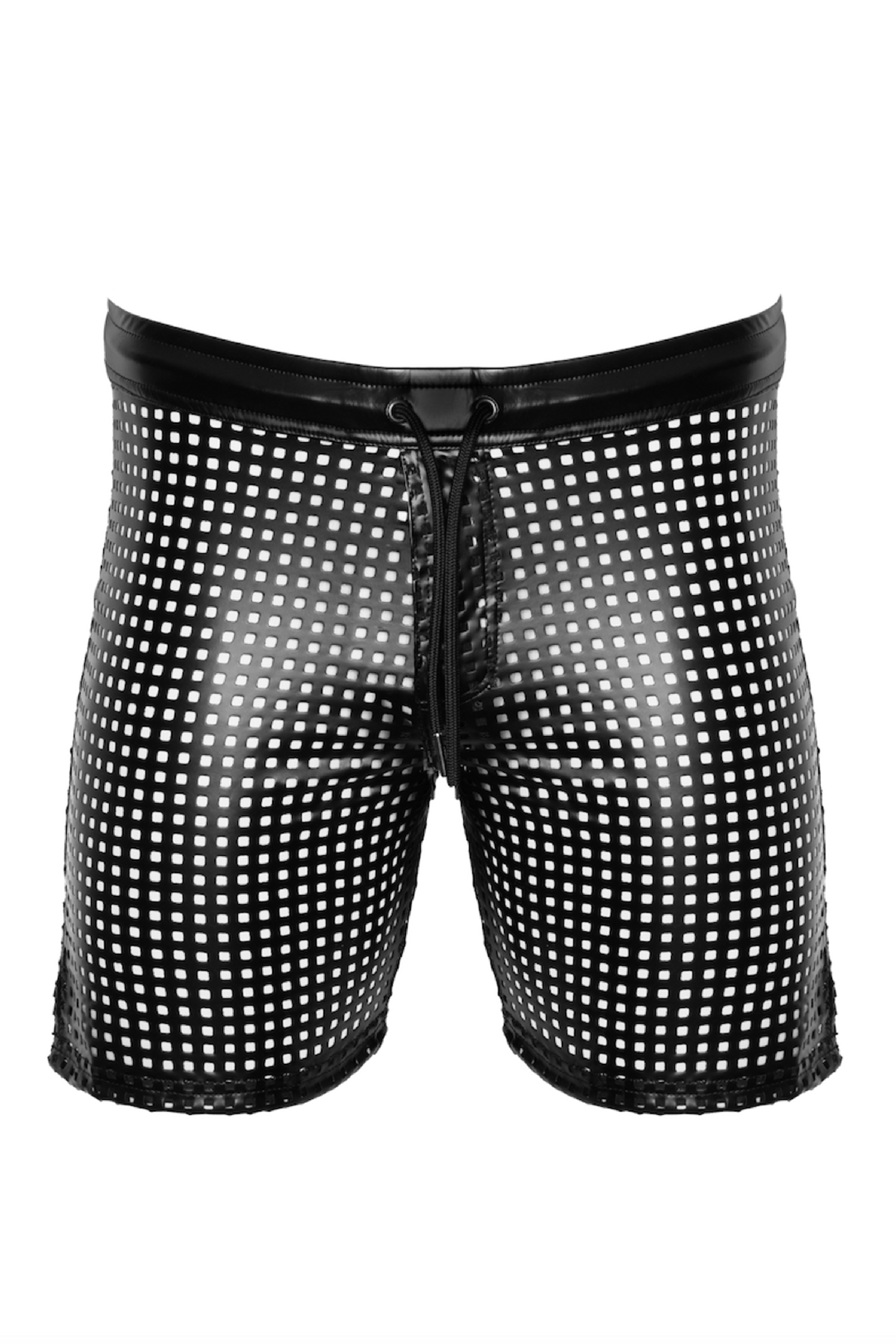 LAB Kinky Rave Laser Cut kurze Hose in Schwarz von Noir Handmade, Gaywear  