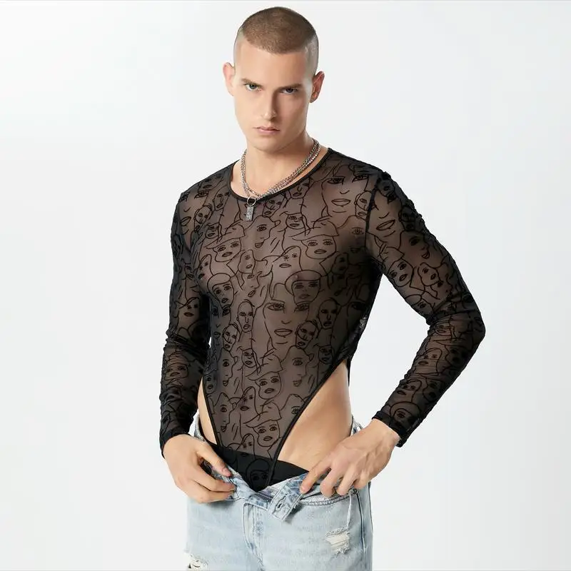 Mesh Body in Schwarz von INCERUN  Model " Body X", Gaywear