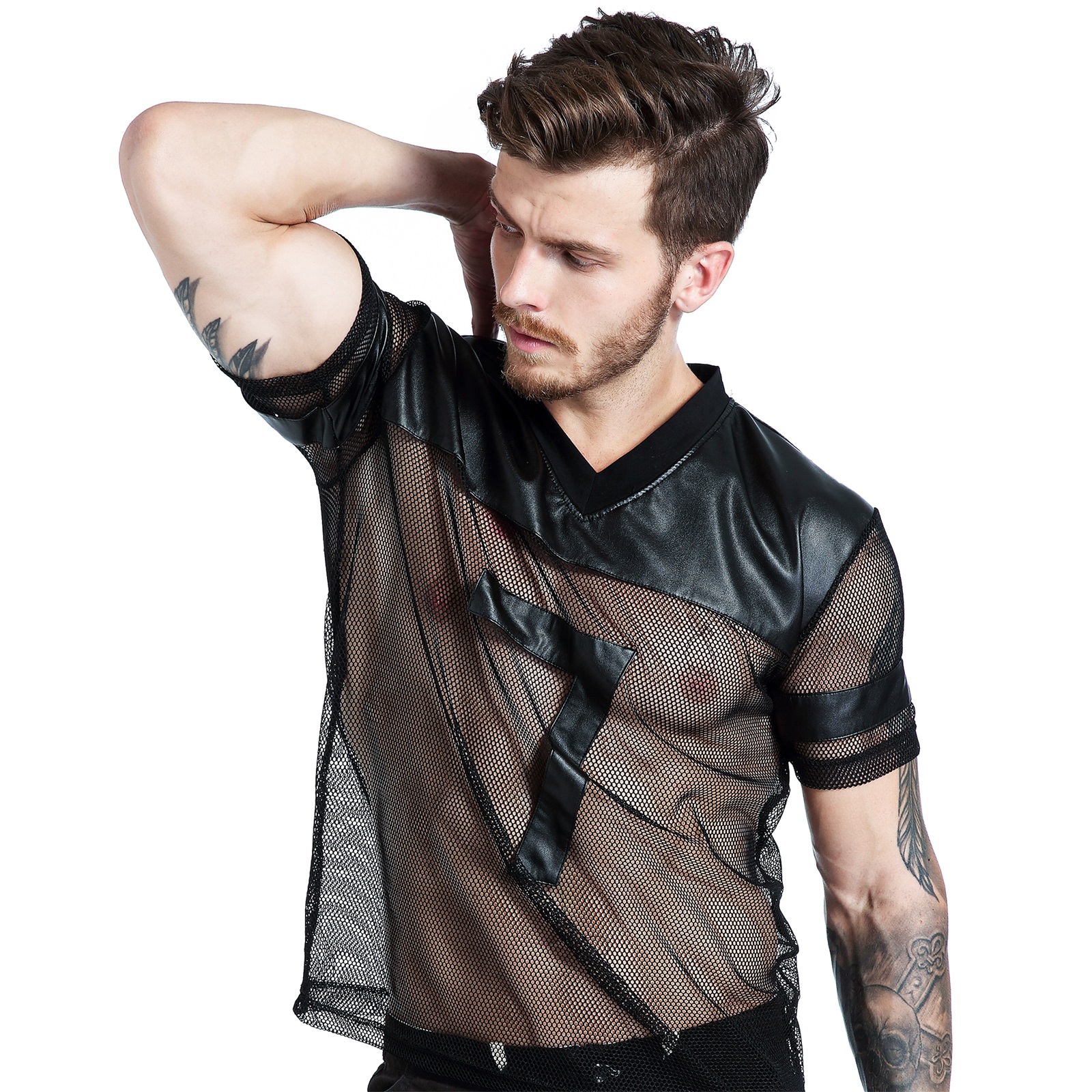 Mesh Shirt von Incerun in schwarz, Gaywear Fashion
