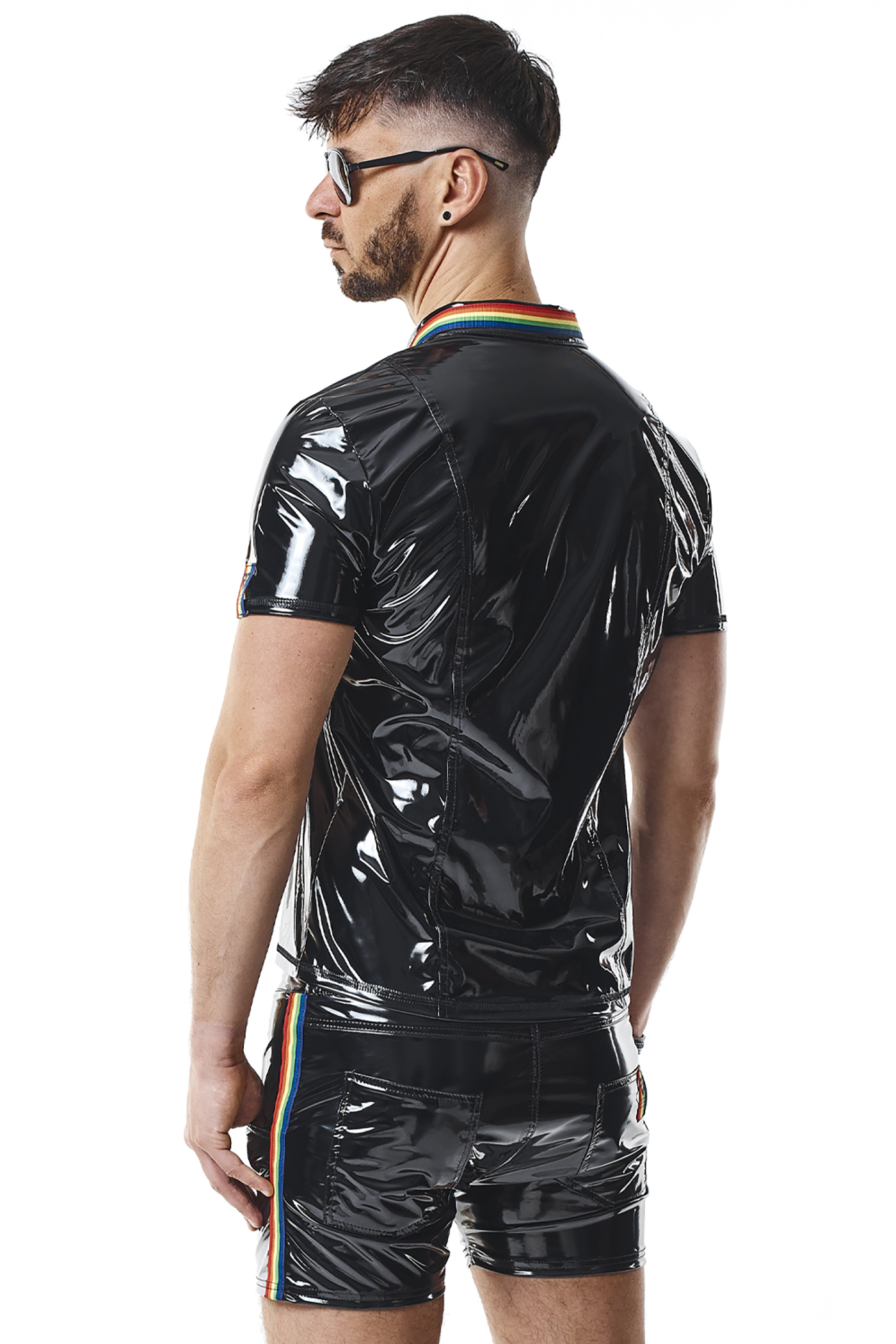 TWINK Rainbow Polo Shirt von Regnes Fetish Planet in Schwarz , Pride Fashion  