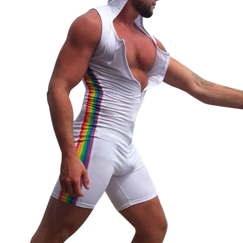  Overall in Weiss von INCERUN  Model "RAINBOW ", Gaywear