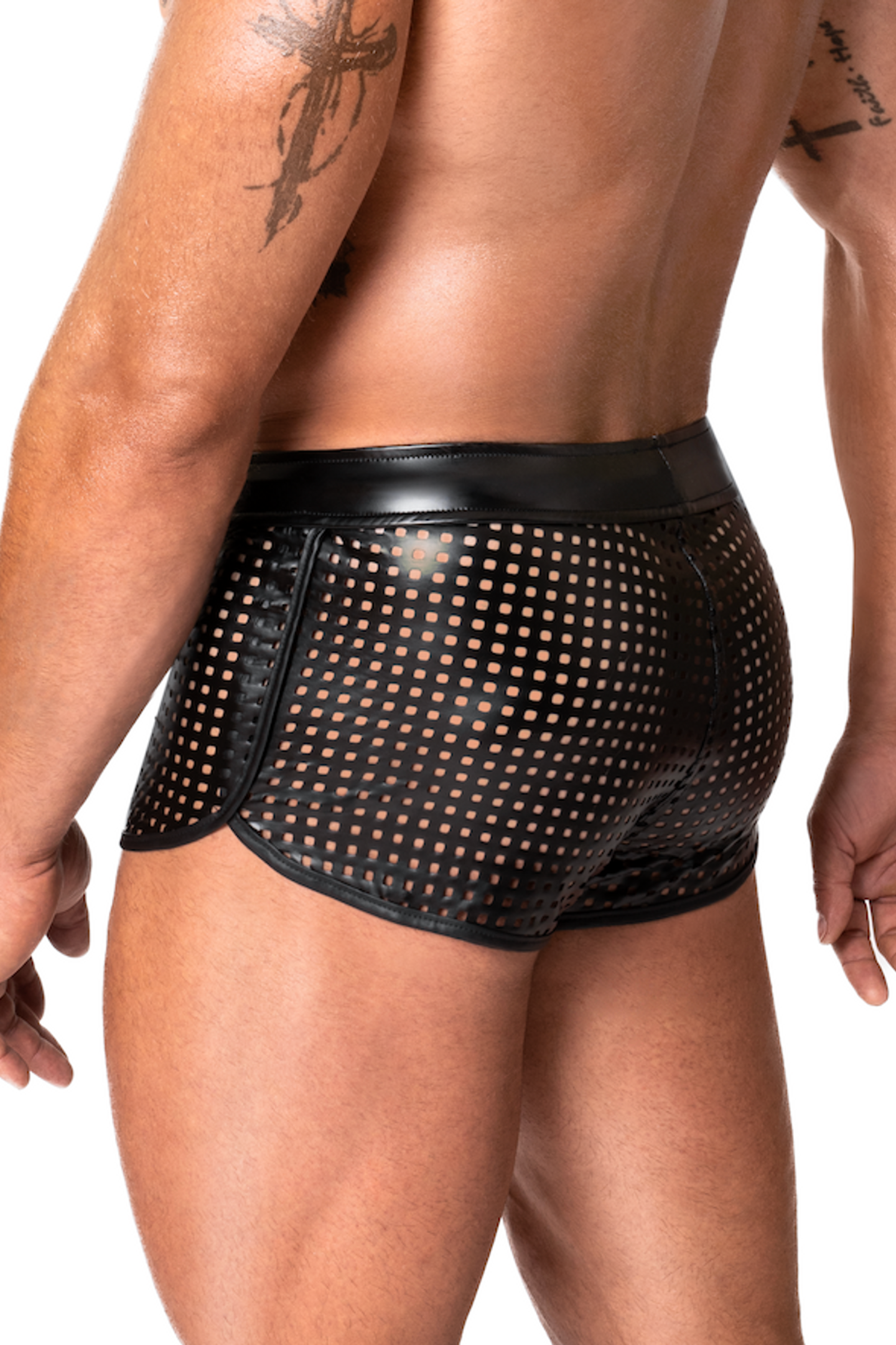 LAB Kinky Rave Laser Cut Short in Schwarz von Noir Handmade, Gaywear