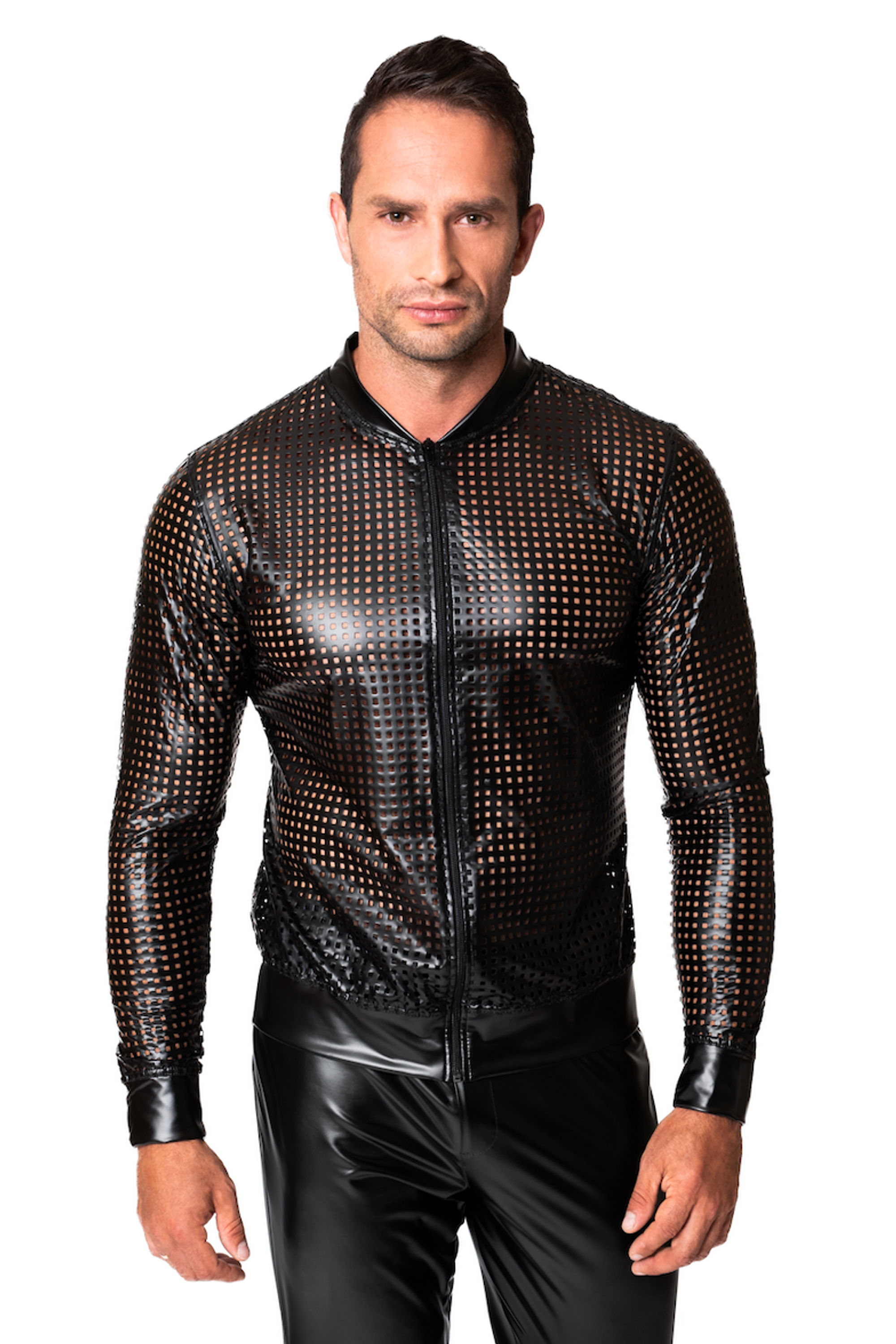 LAB Kinky Rave Laser Cut Jacke in Schwarz von Noir Handmade, Gaywear 