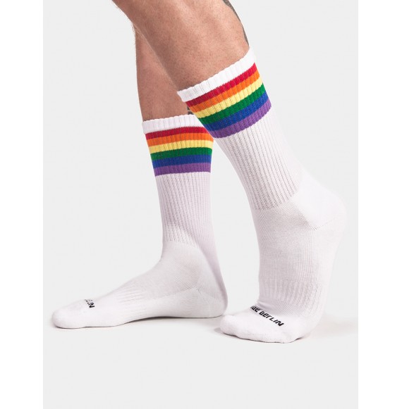 Socken von Barcode Berlin in Weiss  Model " Pride " im Gaywear CSD Young Style 