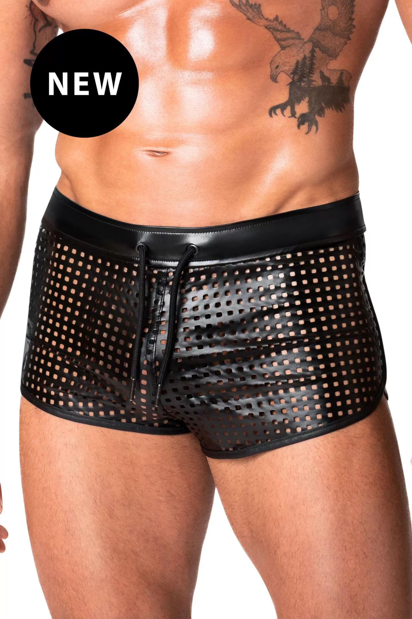 LAB Kinky Rave Laser Cut Short in Schwarz von Noir Handmade, Gaywear