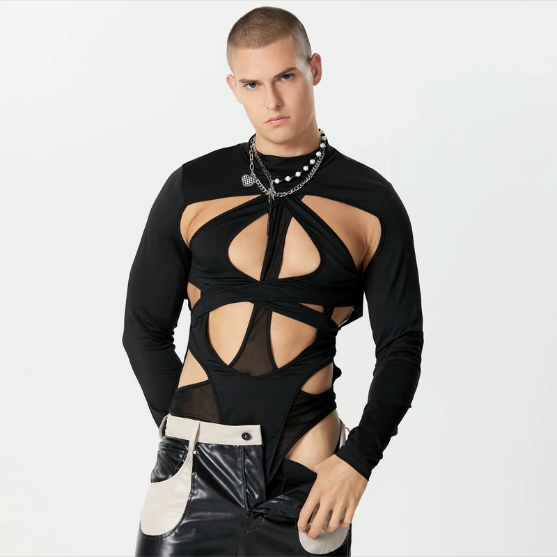 Langarm Body in Schwarz von INCERUN  Model " Body X Double", Gay Fashion Shop 